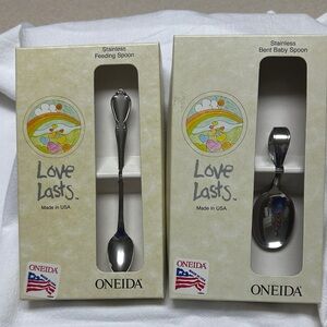 Oneida Silver Baby Spoon Set - Feeding and Bent Spoon
